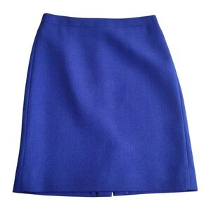 J. Crew No 2 Pencil Skirt Size 4P Blue 100% Wool Career Office Academia Preppy